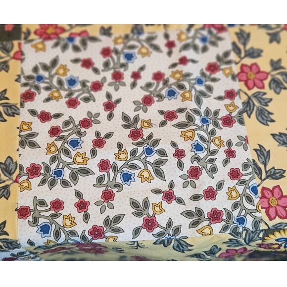 Hand pieced Lap Throw Blanket Topper 100% Cotton, 4.5'x4', NEW 6"x6" square Fall - Picture 5 of 9